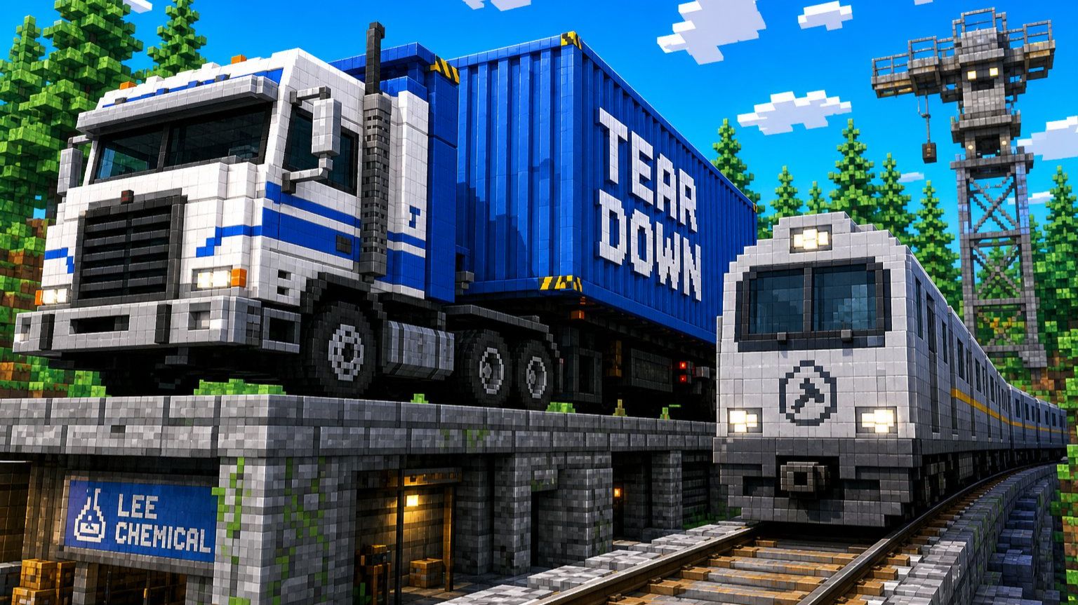 Teardown: поезд мчится по мосту — грузовики не успели уйти 🚧 | Teardown 💥 | Мультики